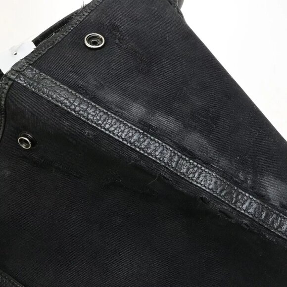 HERMES Logo Garden File 37 Hand Tote Bag Canvas Leather Black Silver 69FA285 - Picture 7 of 16